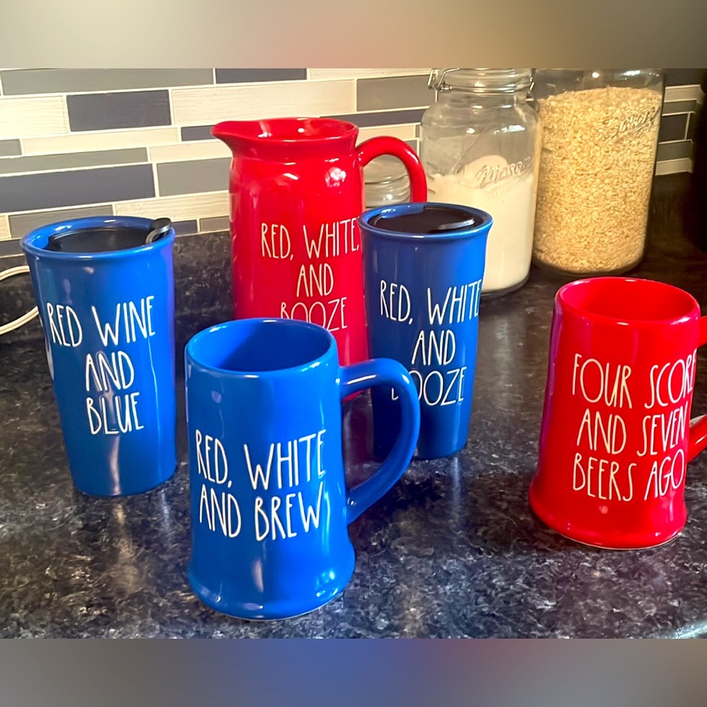 Rae Dunn Fourth of July drink set.